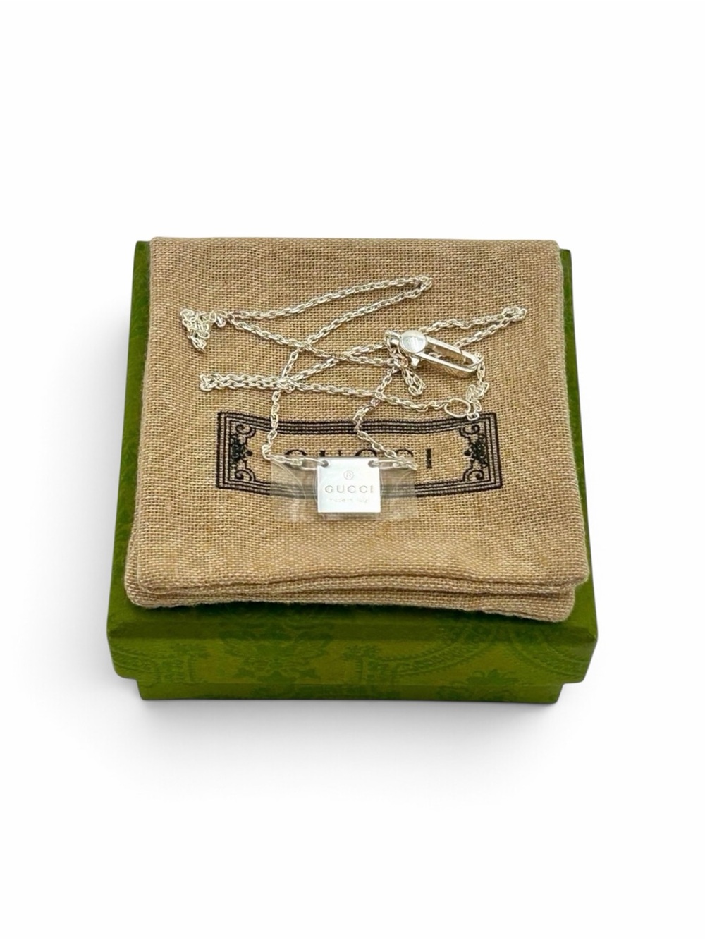 BRAND NEW ✨ GUCCI Sterling Silver Square Logo Necklace
